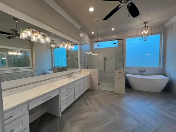 master bath diagonal pattern